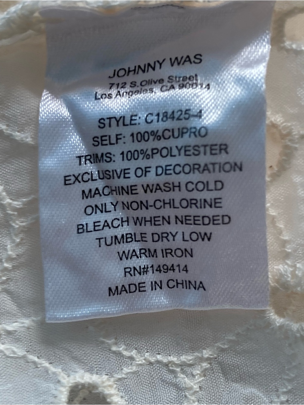Johnny Was Cream Floral Top - Picture 6 of 9